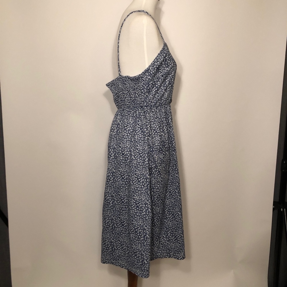 Floral Navy White Dress. Size L - Picture 2 of 5